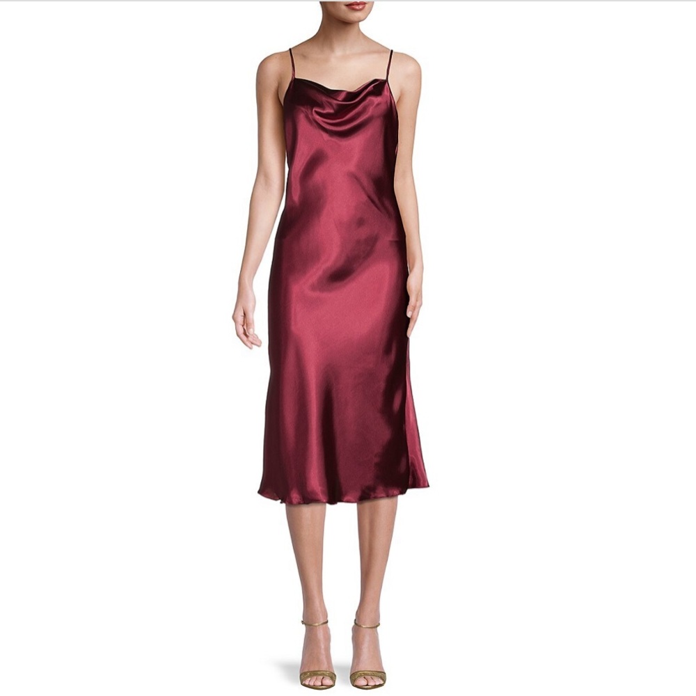 Bebe Solid Satin Bias Camisole - Burgundy - Size S - Picture 2 of 6